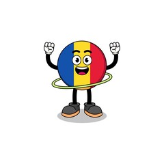 Character Illustration of romania flag playing hula hoop