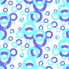 Seamless pattern of simple geometric shapes in blue and purpule shades. Abstract background texture.