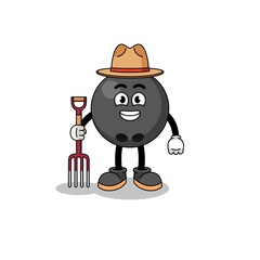 Cartoon mascot of bowling ball farmer