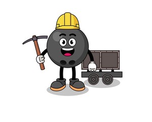 Mascot Illustration of bowling ball miner