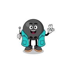 Illustration of bowling ball mascot as a dentist