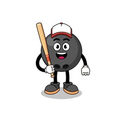 bowling ball mascot cartoon as a baseball player
