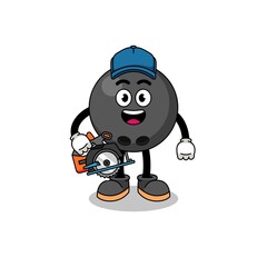 Cartoon Illustration of bowling ball as a woodworker