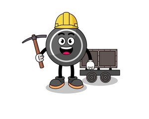 Mascot Illustration of hockey puck miner