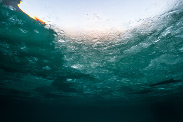 Underwater shot of the ice covered surface of the arctic ocean