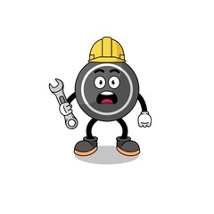 Character Illustration of hockey puck with 404 error