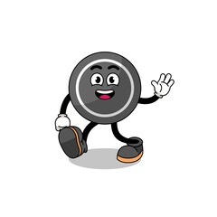 hockey puck cartoon walking