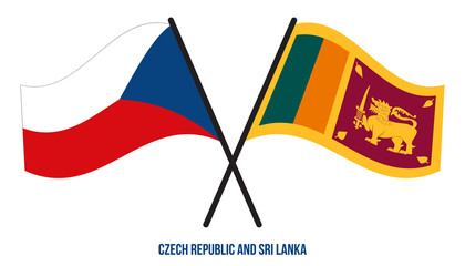 Czech Republic and Sri Lanka Flags Crossed And Waving Flat Style. Official Proportion. Correct Color