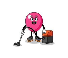Fototapeta premium Character mascot of balloon holding vacuum cleaner