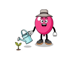 Naklejka premium Illustration of balloon cartoon watering the plant