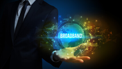 Elegant hand holding technology-related inscription