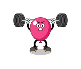 balloon mascot cartoon lifting a barbell