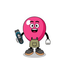Cartoon Illustration of balloon as a barber man