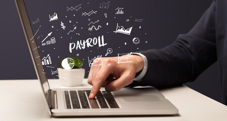 Businessman working on laptop, business concept