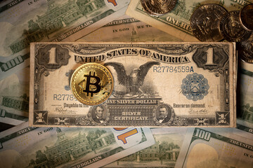 Changing Financial market in the world concept, old one Dollar banknote