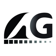 AG elegant logo template in black and white color, vector file.
