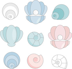 Shells collection. seashells vector set