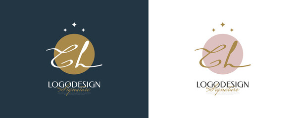 Initial G and H Logo Design in Elegant and Minimalist Handwriting Style. GH Signature Logo or Symbol for Wedding, Fashion, Jewelry, Boutique, and Business Identity