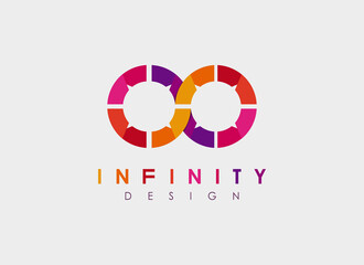 Infinity Logo. Colorful Circular Rounded Infinity Origami Style Isolated on Grey Background. Suitable For Business, Technology and Branding Logos. Flat Design Vector Template Elements