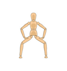 Wooden man model, manikin to draw human body anatomy strong pose. Mannequin control dummy figure vector simple illustration stock image	