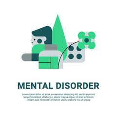 Concept of antidepressants are saving people from depression and about pills effect on mood and health. Flat cartoon vector illustration for banners, site, posters