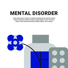Concept of antidepressants are saving people from depression and about pills effect on mood and health. Flat cartoon vector illustration for banners, site, posters