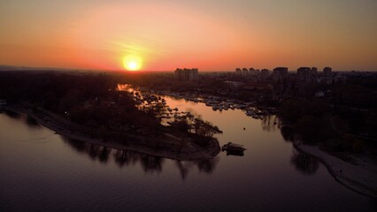 sunset over the river