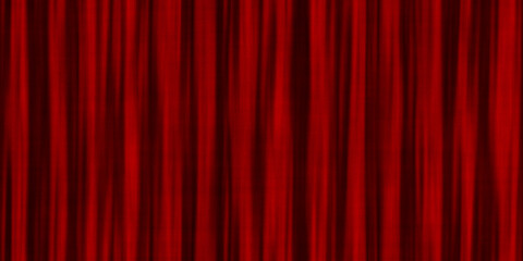 Seamless red theater curtains background. Luxurious silky velvet tileable drapes texture. Repeat pattern for performance or promotion backdrop. A high resolution 3D rendering.