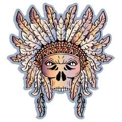 Indian skull. Indian skull, Doodle art