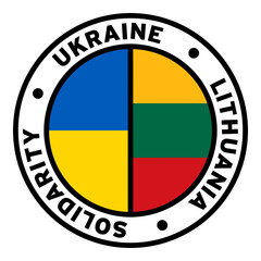 Round Ukraine Lithuania Solidarity Flag Clipart