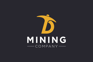 Letter D Mining logo icon design template vector illustration