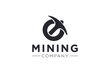 Letter O Mining logo icon design template vector illustration