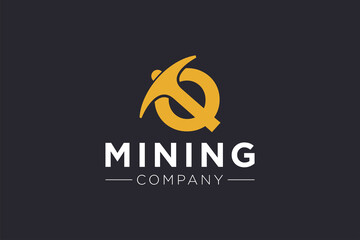 Letter Q Mining logo icon design template vector illustration