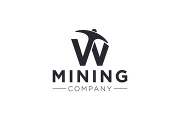 Letter W Mining logo icon design template vector illustration