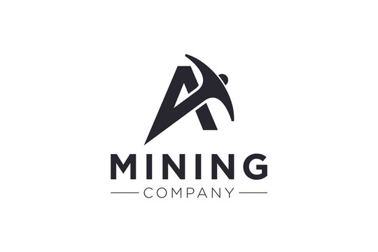 Letter A Mining logo icon design template vector illustration