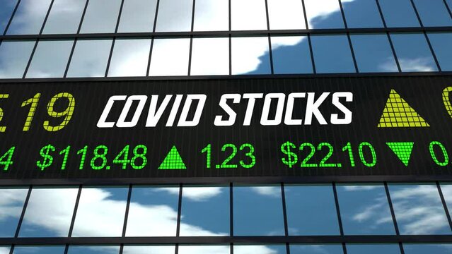 Covid Stocks Market Business Companies Share Prices Coronavirus Health Care 3d Animation