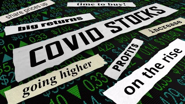 Covid Stocks News Headlines Health Industry Sector Rise Coronavirus 3d Animation