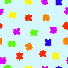 Vector Seamless Colorful Jigsaw Puzzle Pattern