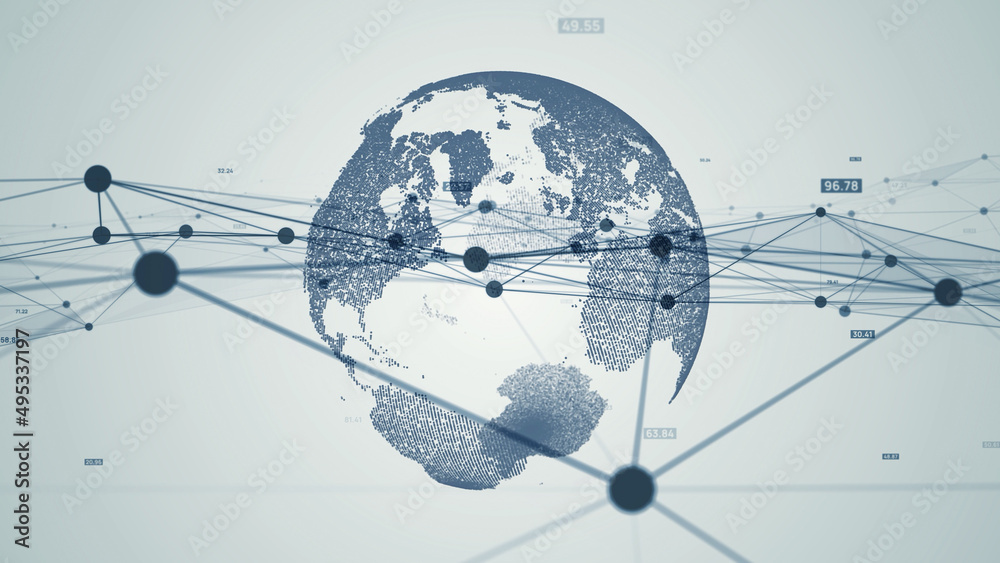 Poster Global communication network concept. Digital transformation.