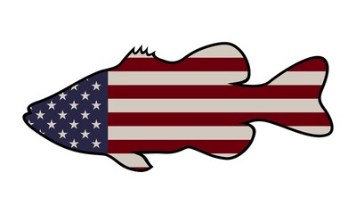 american bass flag vector isolated on white backgrond