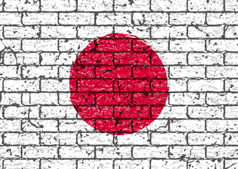 レンガの壁に描かれた日本国旗のベクター素材