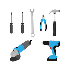 Icons set of different simple tools for housework and non professional repair. -  Vector.