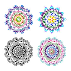 Mandala. Vintage decorative element. Mandala in rainbow colors. Mandala with floral motif. Yoga templates