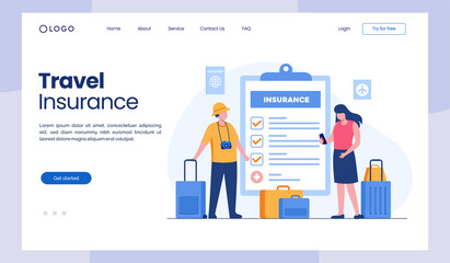Travel insurance concept. Protection flat vector illustration banner and landing page