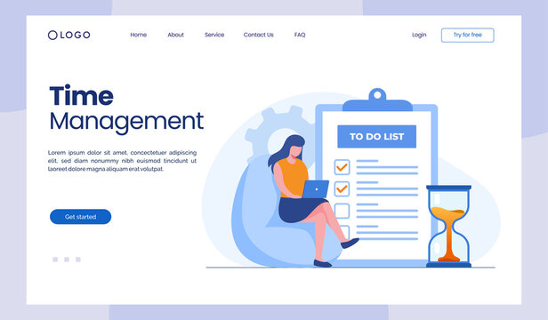 Business time management, deadline concept, planner, start up flat vector illustration banner