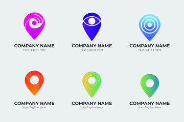 set of map pointers logo vector design with gradient color, perfect for branding, company logo, and logo icon
