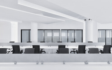 Office The work station area is divided into proportions. 3d rendering , illustration
