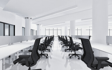 Office The work station area is divided into proportions. 3d rendering , illustration