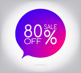 80% off gray gradient banner. Vector illustration label, colorful gradient label design or color transition for your modern design discount campaign promotion