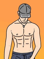 Fototapeta premium cute man cartoon on orange background